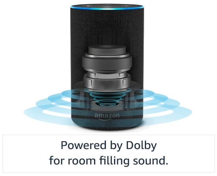 Amazon Echo 2nd Gen Smart Speaker Alexa and Dolby processing Sandstone Fabric