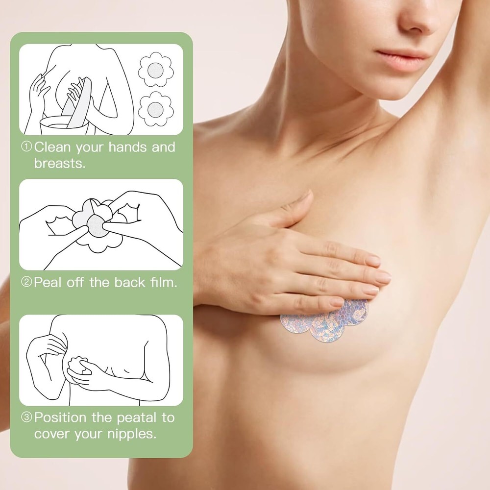 Disposable Nipple Covers Multi Design Stickers White