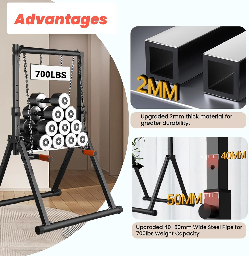 Foldable Power Tower Pull up Bar Dip Station Adjustable Multifunction Workout Pu