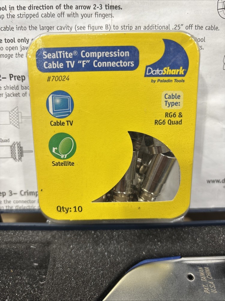 DataShark Digital Cable and Satellite Tool Kit; 3 Tools, Connectors, Case Unused