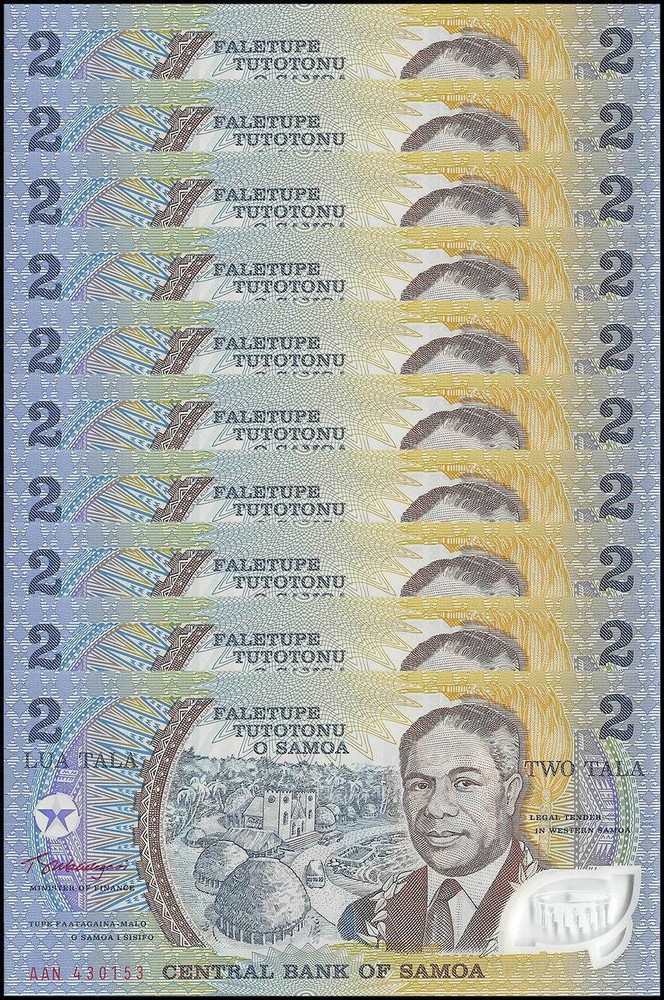 Samoa 2 Tala, 2003-2009, P-31e, UNC, Commemorative, Polymer X 10 PCS