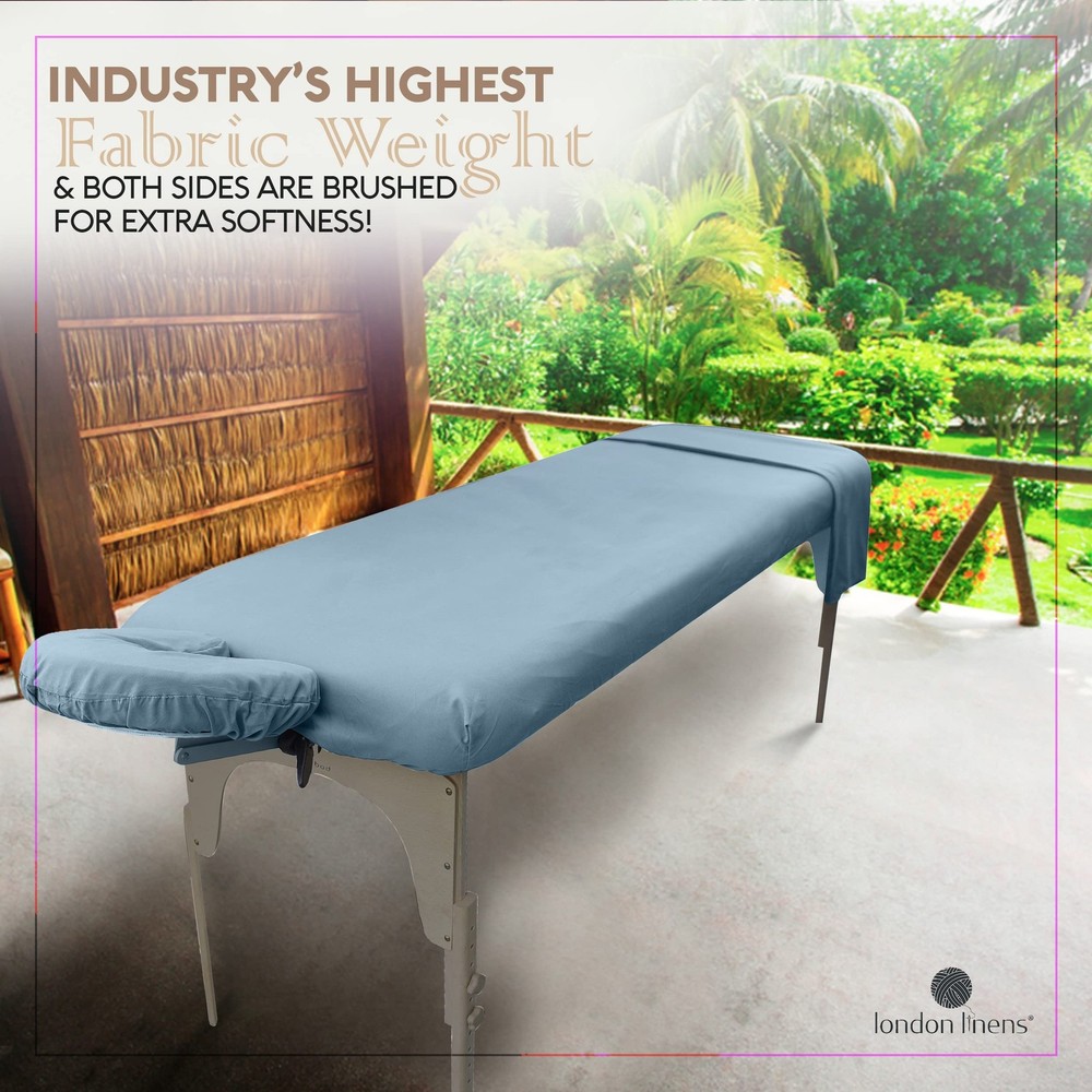 London Linens Soft Microfiber Massage Table Sheets 3 Piece Set - Light Blue