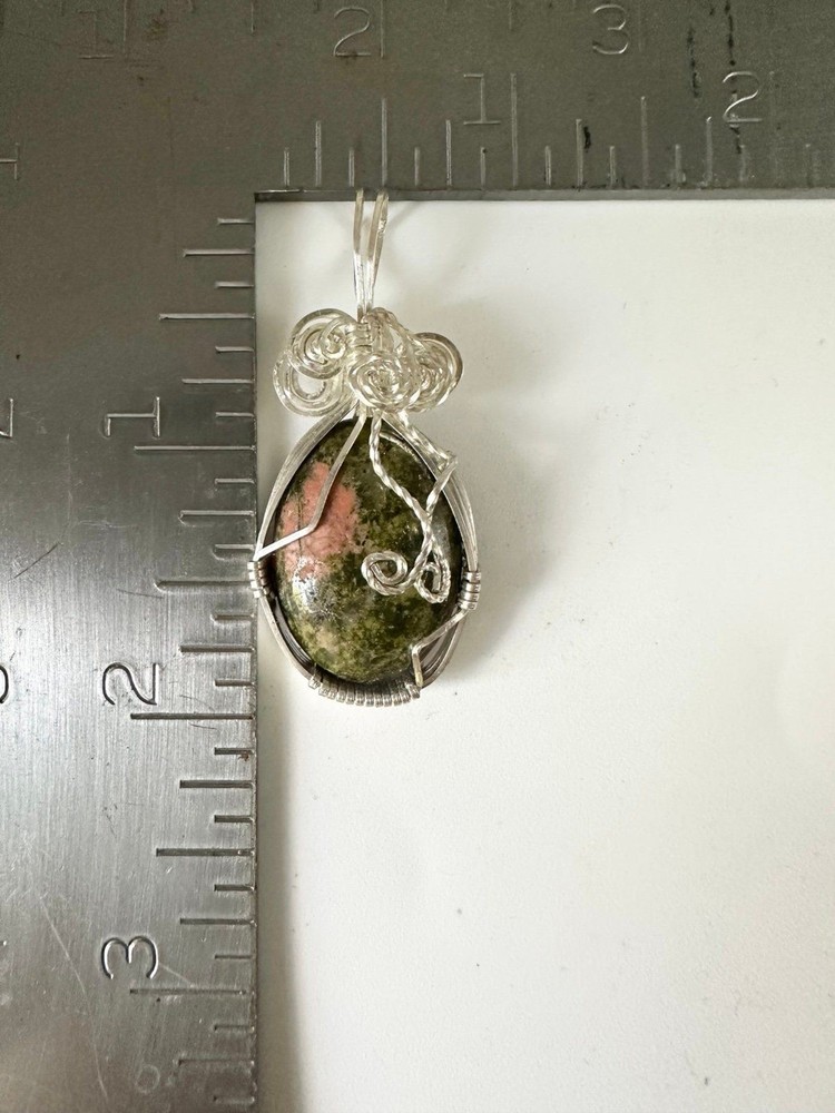 Artisan handmade unakite wire Pendant
