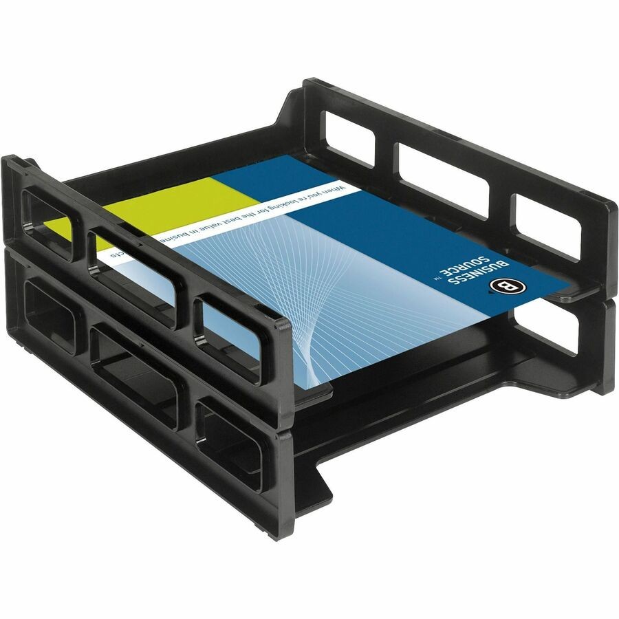 Business Source Front-load Letter Tray - Plastic - Black (BSN62884)