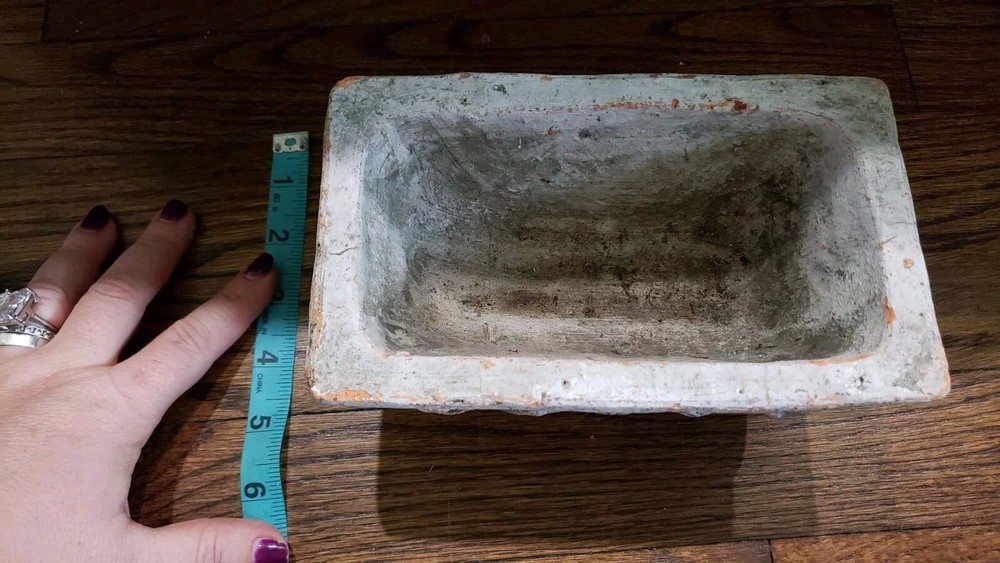 VINTAGE rectangular Small Patina Vase Baroque Style