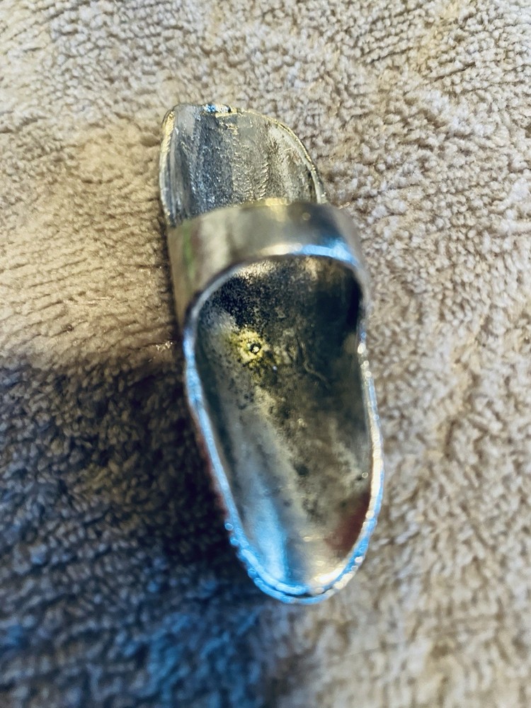 Silvertone Etched Long Knuckle Ring Sun Boho Style ~ Size 6 (A30)