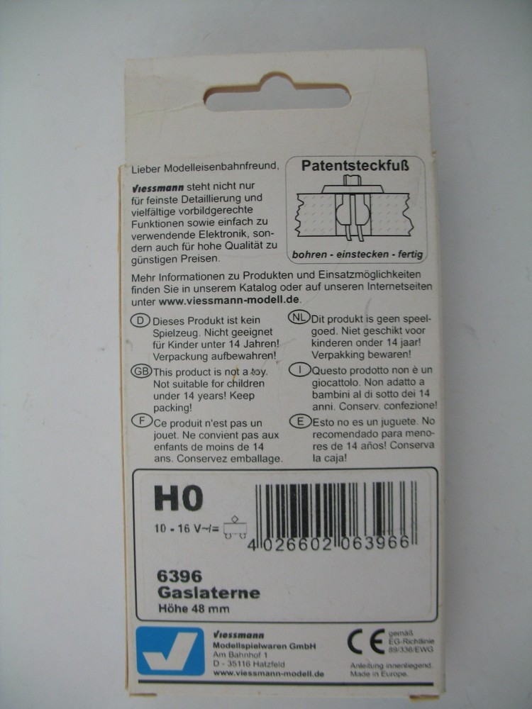 Viessmann HO Accessory 6396: Gas Lantern