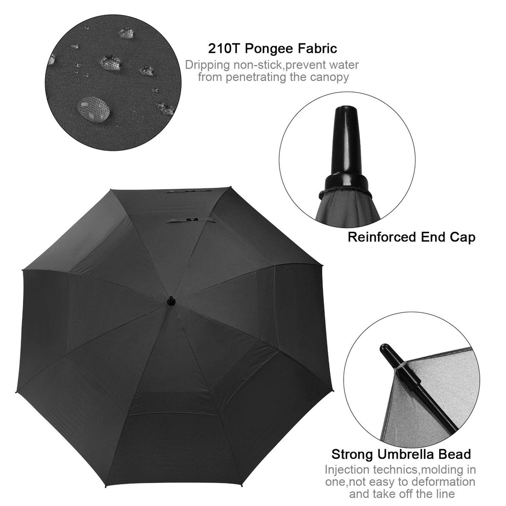 68 Inch Extra Large Golf Umbrella Double Canopy Automatic Open Sun Rain Stick...