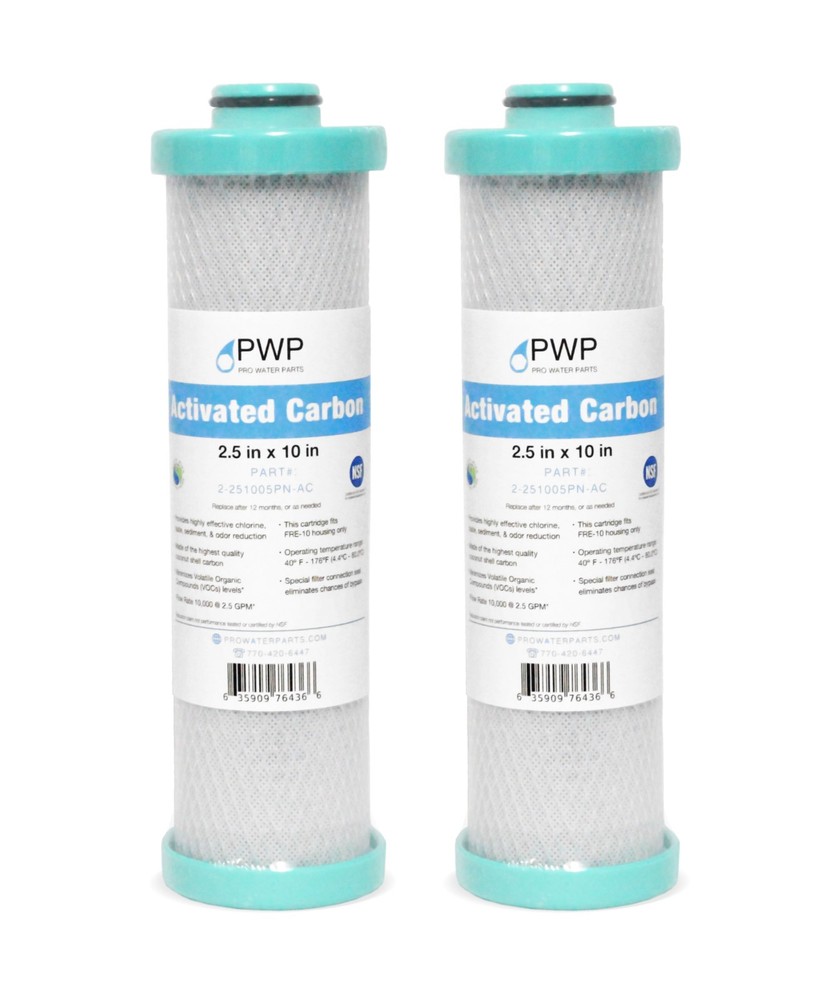 2 Pack 2.5 x 10" RV Water Filter Replaces FRE-10-GN Activated Carbon Block