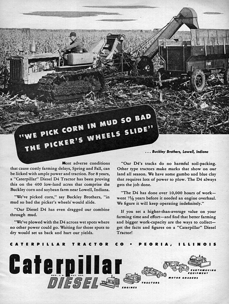 1946 Caterpillar Model D4 Tractor Original Print Ad