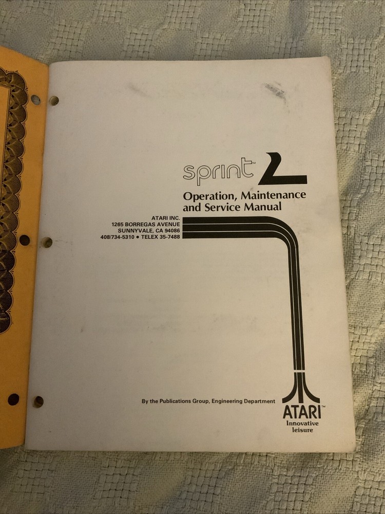 Atari Sprint 2 Service Manual - Kee Games 1976