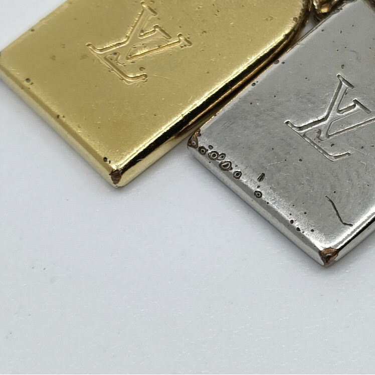 Authentic LOUIS VUITTON Monogram LV Initials miniature name tag Charm.