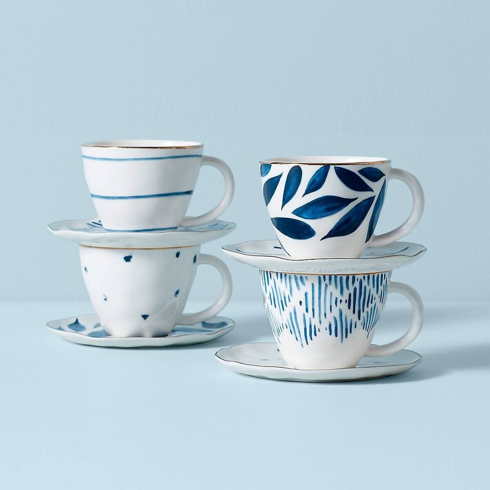 LENOX BLUE BAY 8PC ESPRESSO SET 890199.NEW IN BOX.