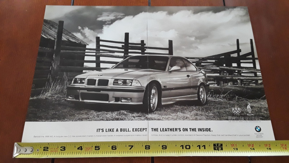 1996 BMW M3 ORIGINAL 2 PAGE AD