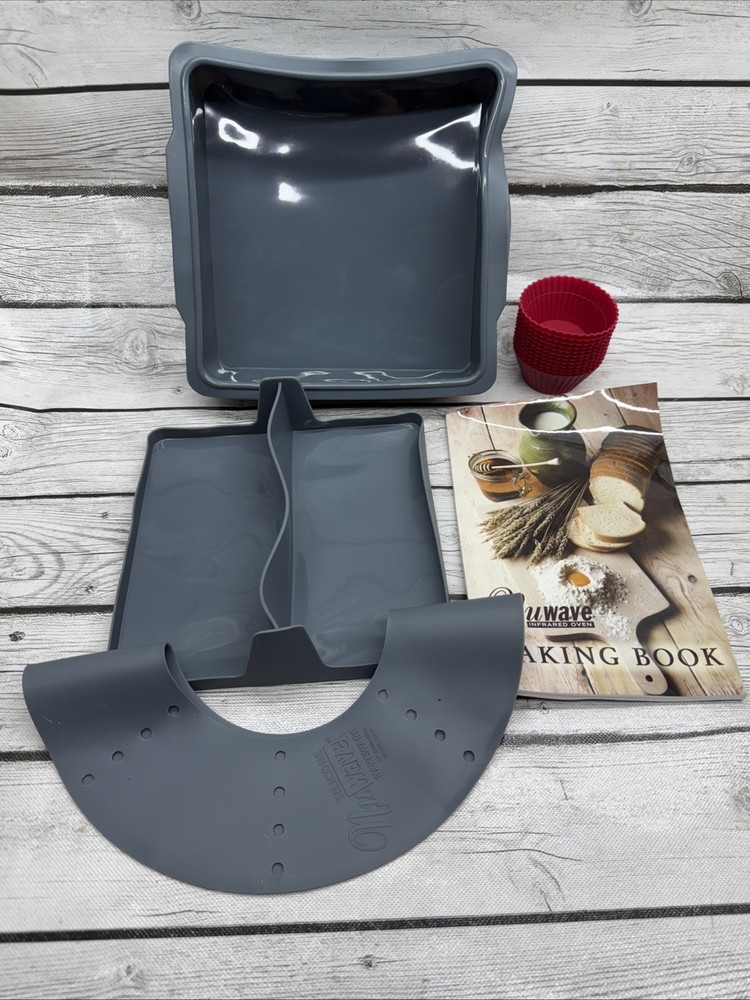 Nuwave Silicon Bakeware Set Bake Pan Divider Ring Cupcake Liners and Baking Book