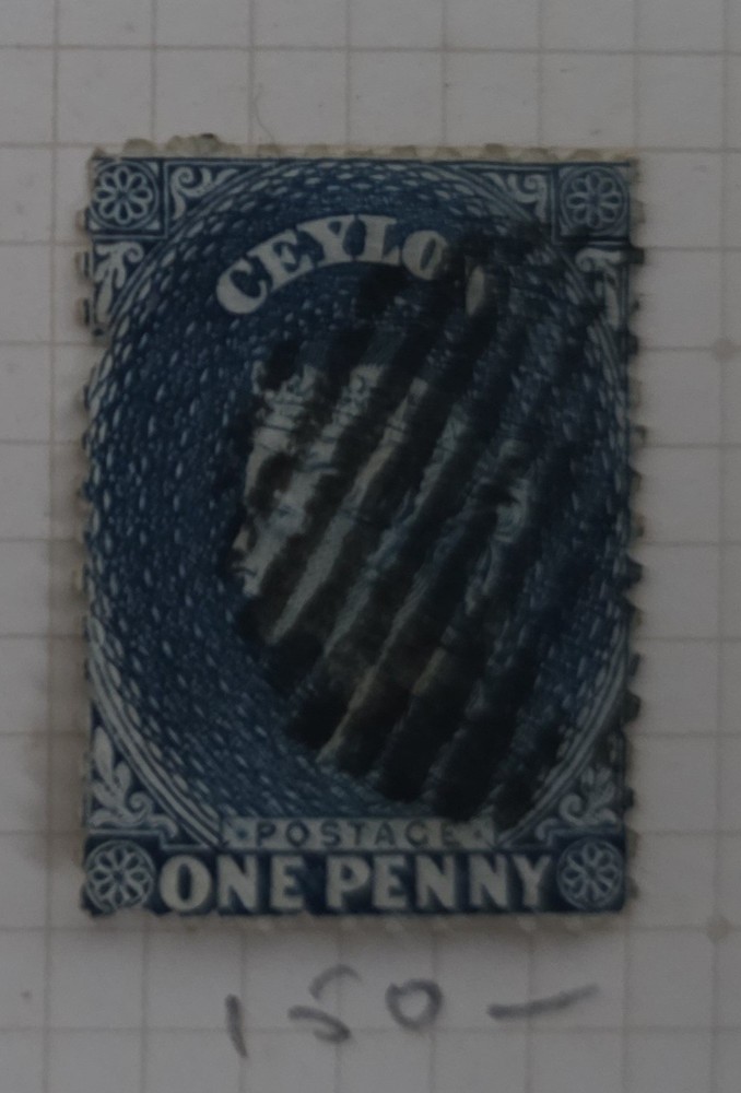 1857, QV, Ceylon, 1d Blue,