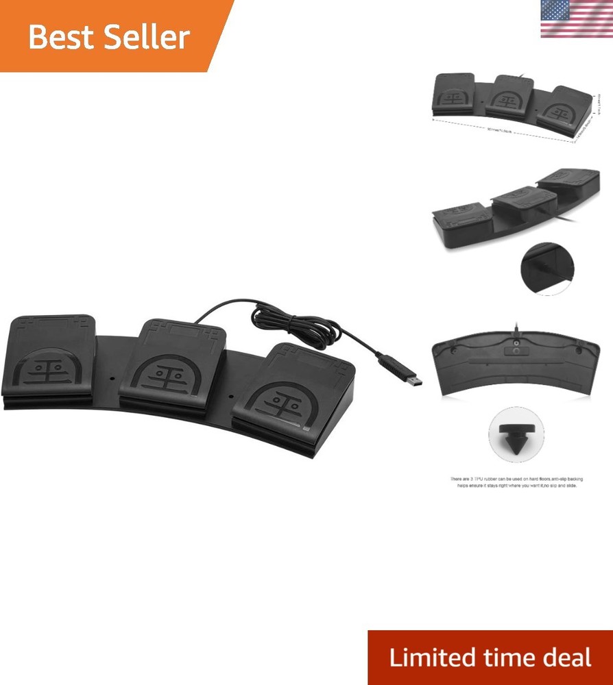 USB Triple Foot Pedal Switch - Programmable Ergonomic Control for Professionals