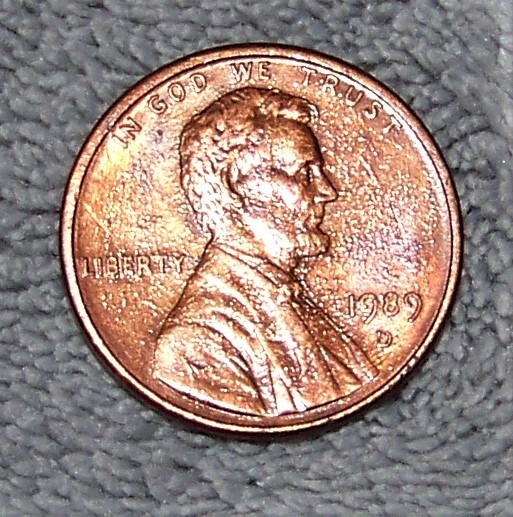 1989 D 1C PARTIAL COPPER LAYER MISSING REVERSE