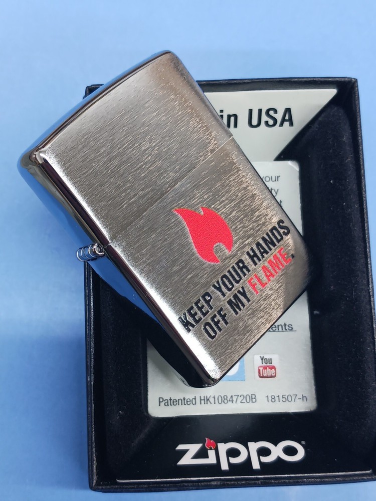 Zippo Keep your Hands Off My Flame Brushed Chrome 28649