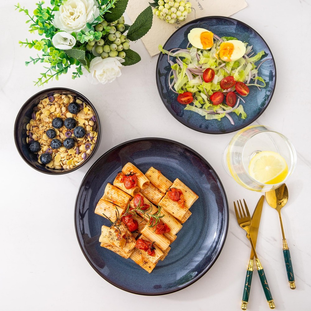 Ceramic Dinnerware Sets for Dreamy Moonlight-Blue Service for 4-12pcs