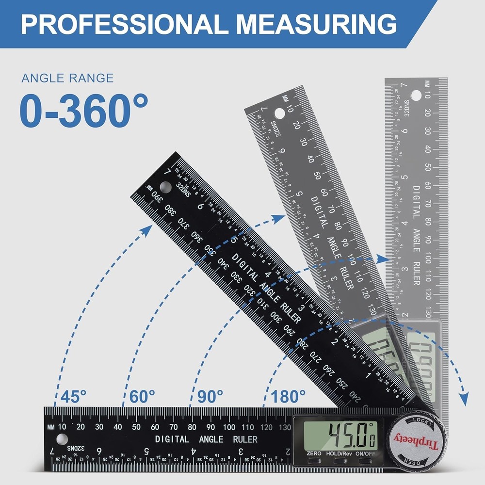 Third Generation Protractor Angle Finder, Digital Angle Ruler with 7Inch/200Mm,