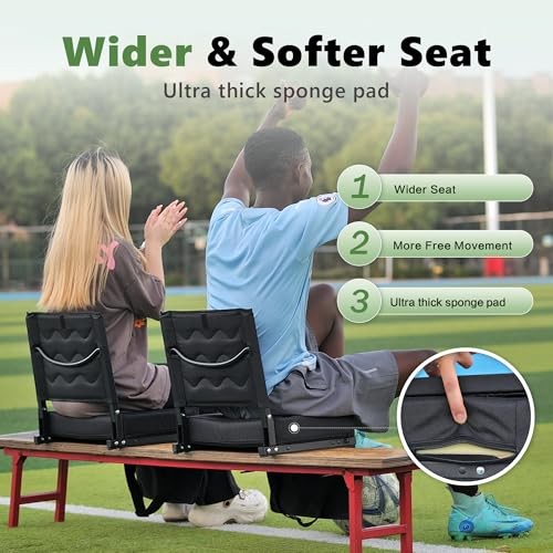 Stadium Seats for Bleachers with Back Support, Bleacher Chairs with Back Black