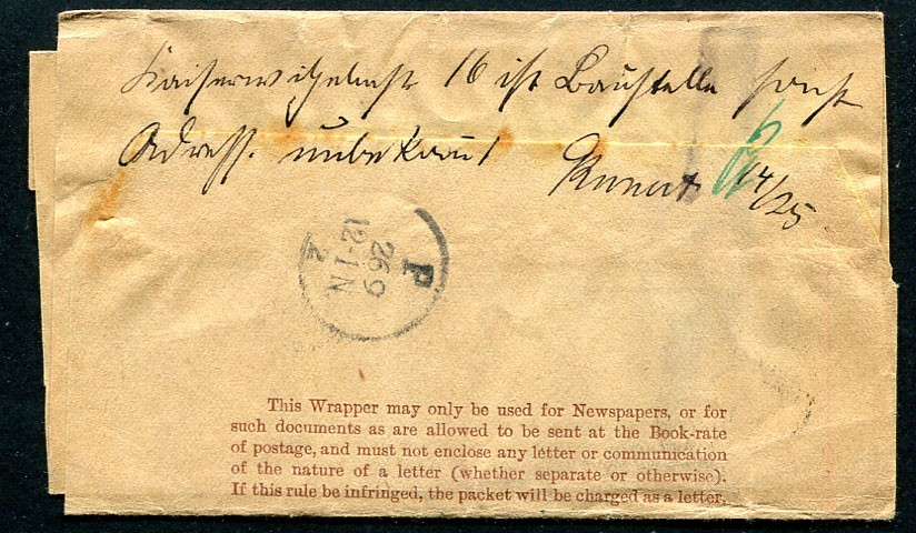 NATAL (26657): QV G.P.O. postmark/wrapper to Germany