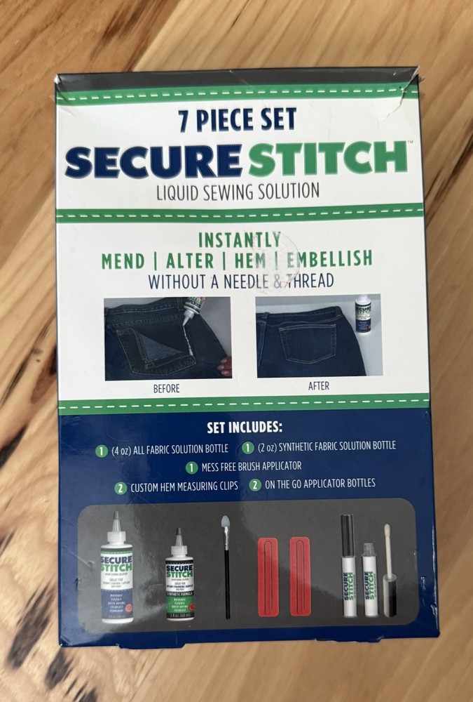 Secure Stitch Liquid Sewing Glue Emergency Solution  7pc Set