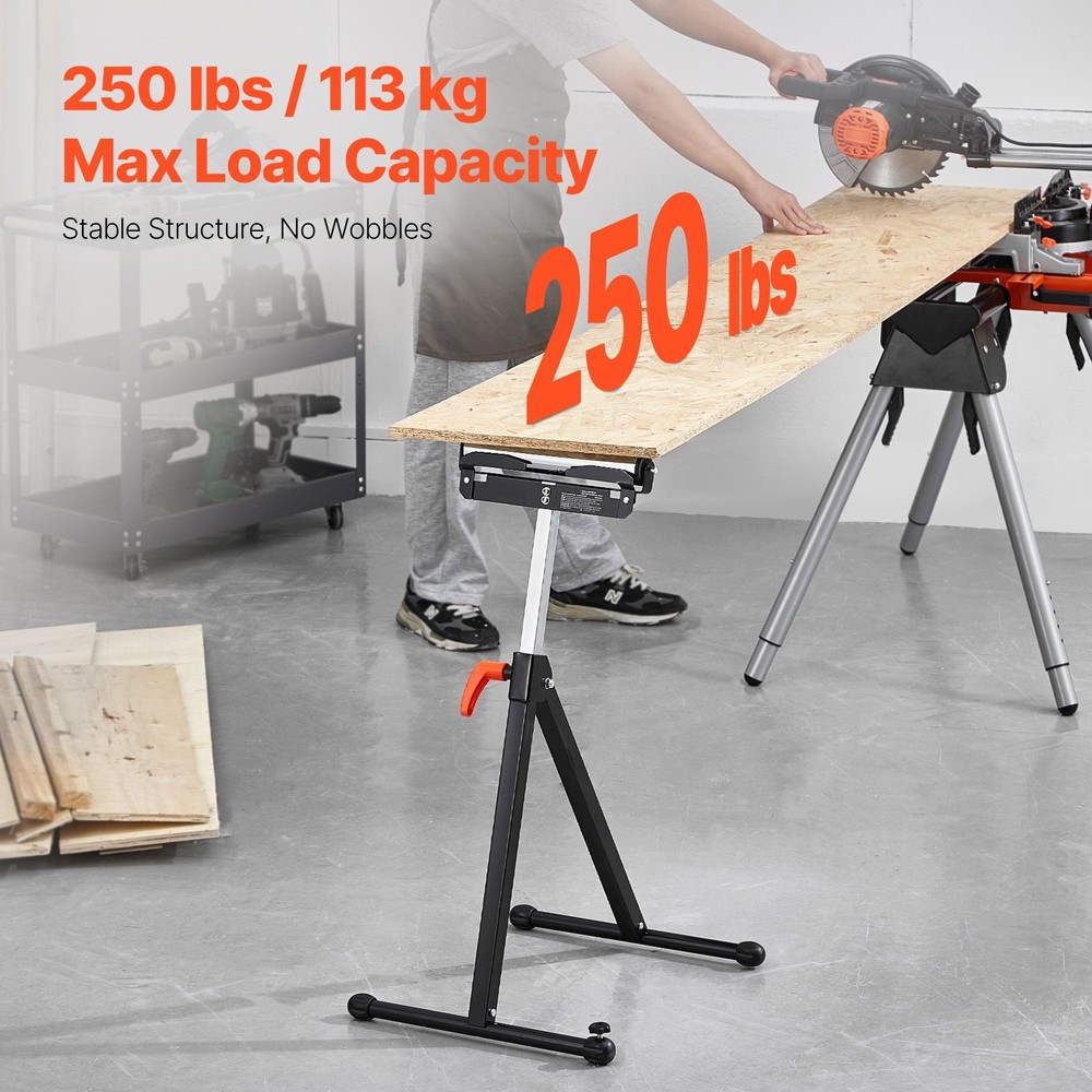 Roller Stand 250lb Capacity, 27"-43" Adjustable Height, Folding Heavy Duty Work