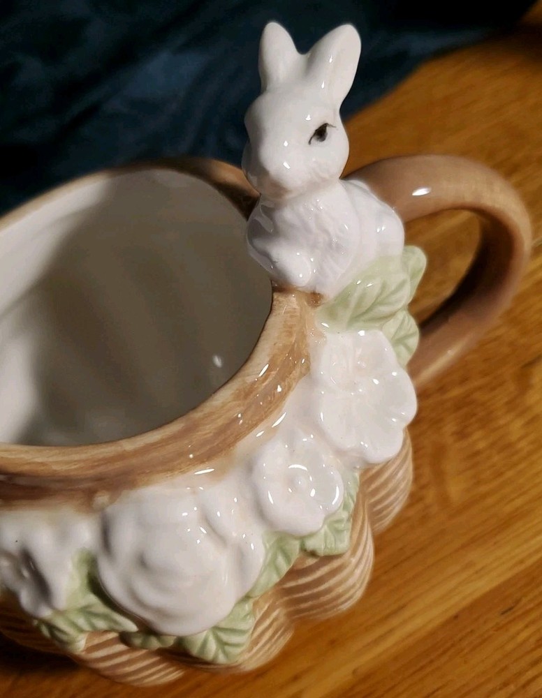 Corner Ruby Spring Easter Collection, Bunny Rabbit 🐇 Basket Ceramic Creamer 4"H