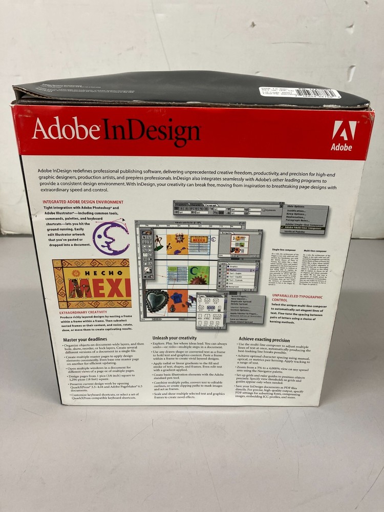Adobe InDesign 1.0 For Macintosh Full Version Big Box Apple Computer