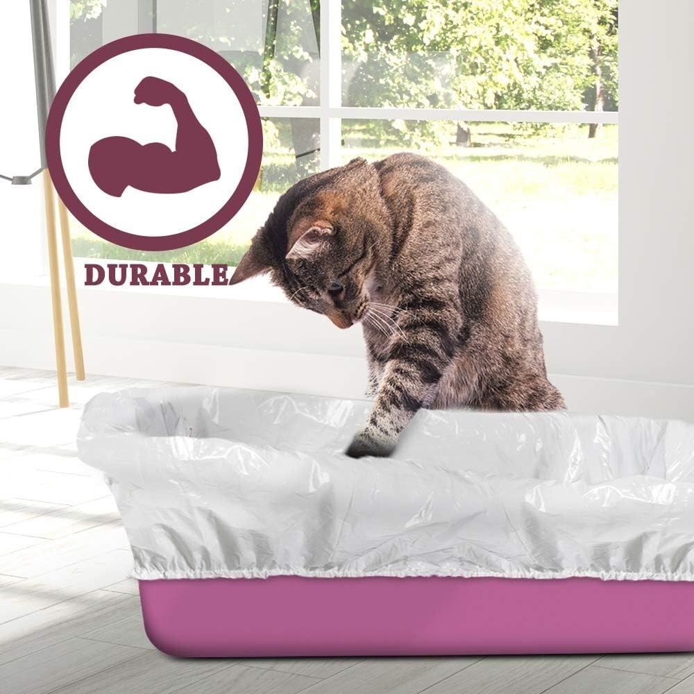 Easy Waste Disposal Cat Litter Liners - 60 Pack for Large and Extra-Large Boxes