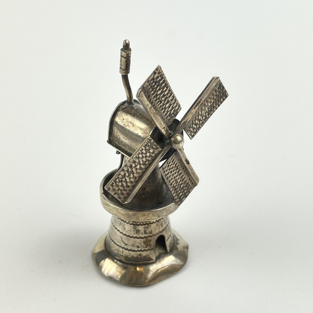 Antique Dutch Solid Silver Miniature Windmill Sword Mark Height 6cm