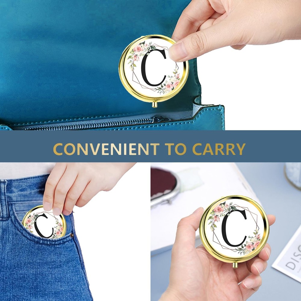 Small Pill Box for Purse Pocket, Personalized Case 3 C