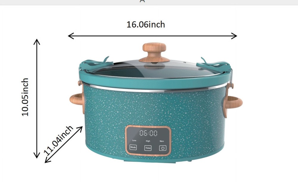 6 Quart Digital Slow Cooker with Locking Lid, Teal Speckle