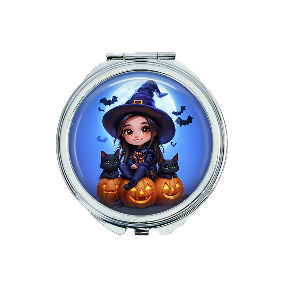 1 Halloween Design 1 Portable Makeup Compact Double Magnifying Mirror
