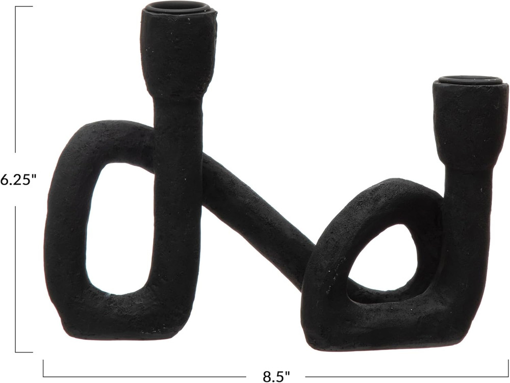 Modern Sculptural Double Taper Candle Holder, Black