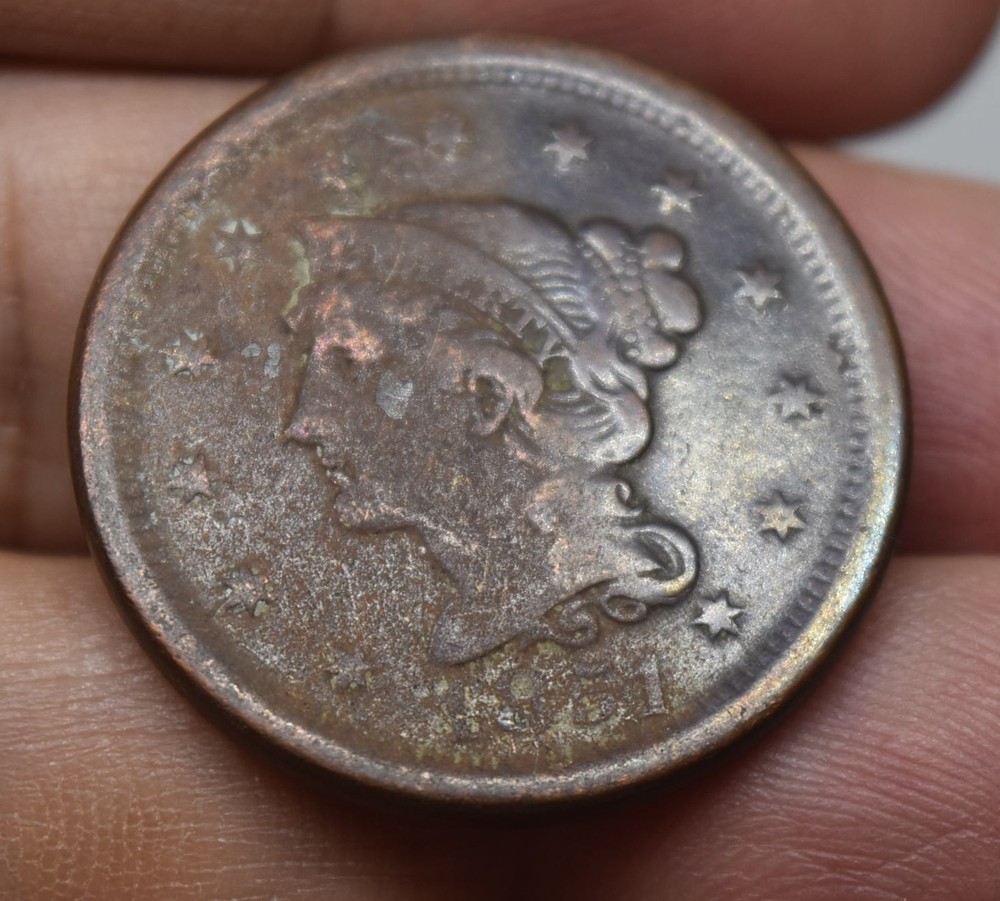 US 1851 One Cent Liberty Head Large Cent Coin