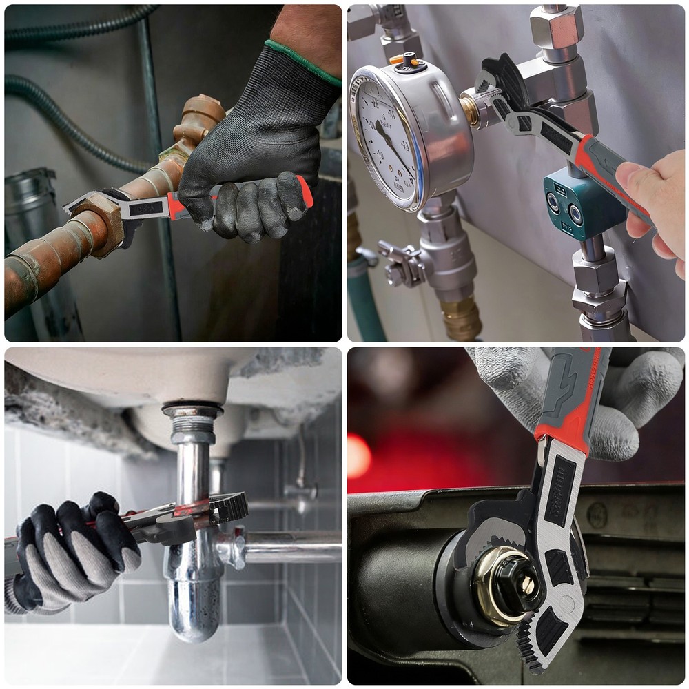 6" 10" Multi-function Magic Wrench Self-Adjusting Spanner Power Grip Pipe Wrench