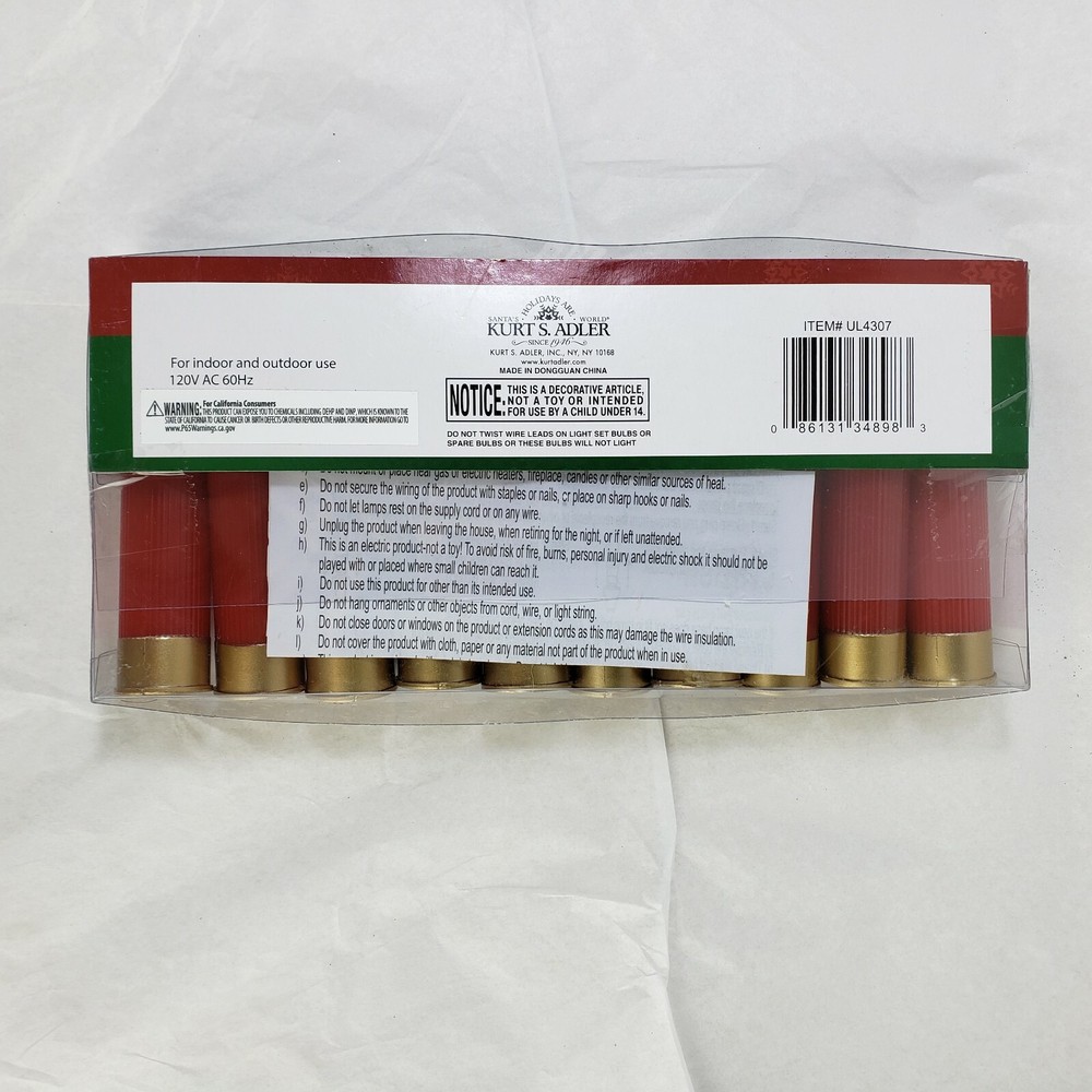 Red Shotgun Shell Novelty Christmas String Light Set-Kurt Adler