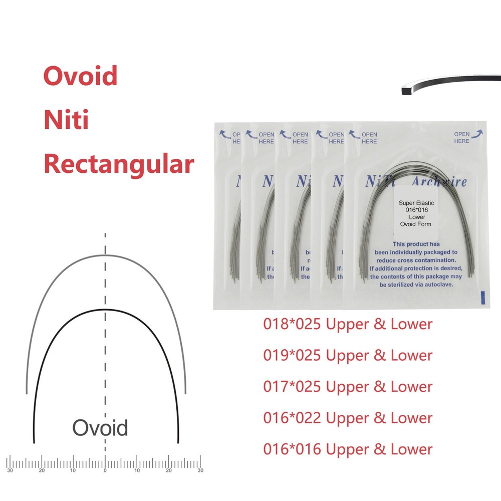 Dental Orthodontic Super Elastic Archwire Niti Ovoid Rectangular U L 100PCS