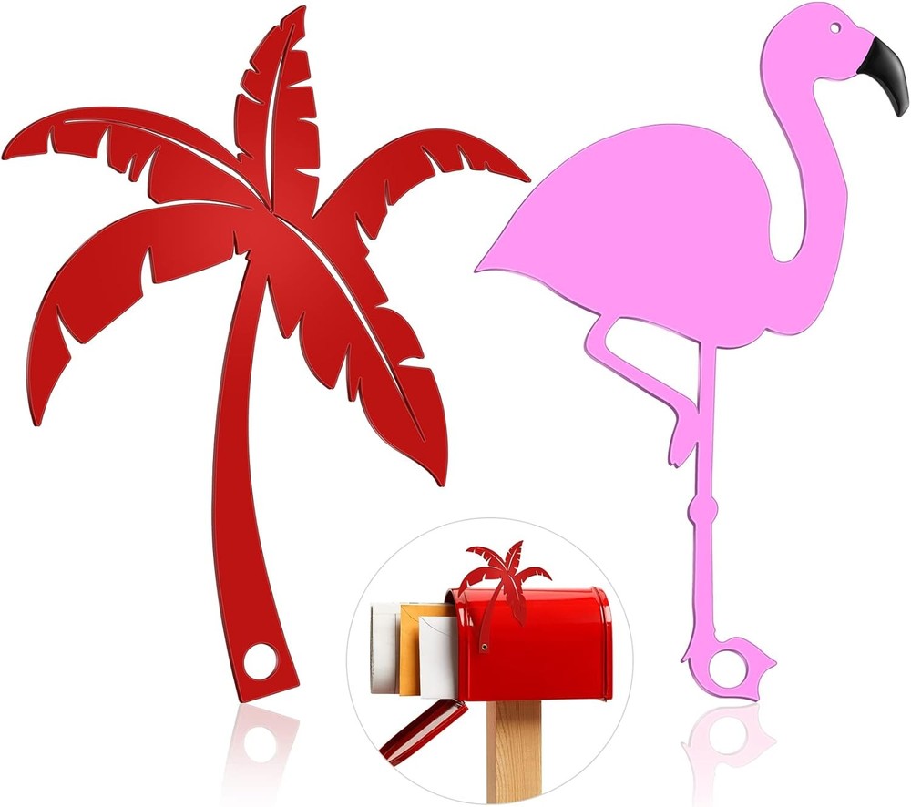2 Pieces Mailbox Flags Flamingo Coconut Tree Replacement Multicolor