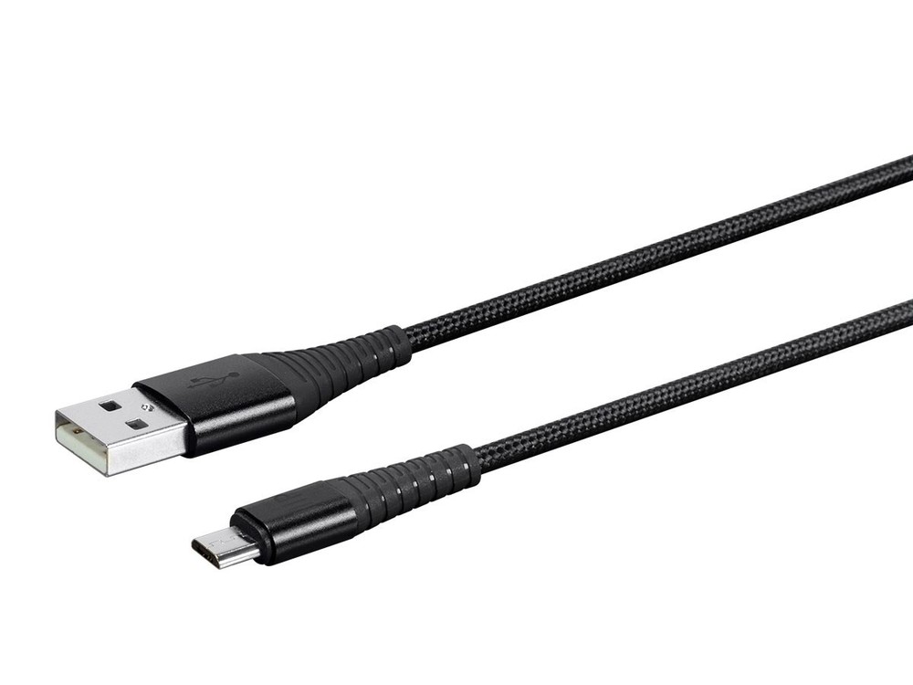 Monoprice USB 2.0 Micro B to Type A Charge & Sync Braided Cable - 6ft - Black