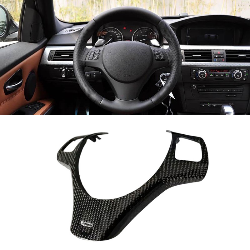 Real Carbon Fiber Steering Wheel Panel Replacement For BMW 3 Series E90 E92 E93