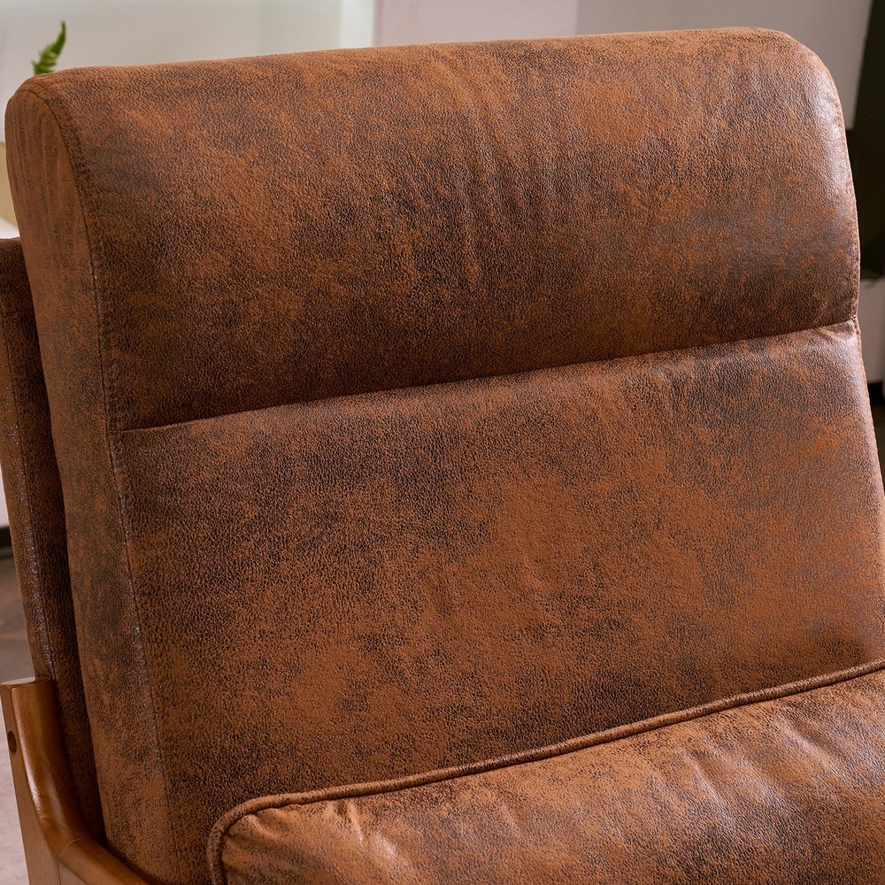 High Back Solid Wood Armrest Backrest Iron Frame Bronzing Cloth Leisure Chair