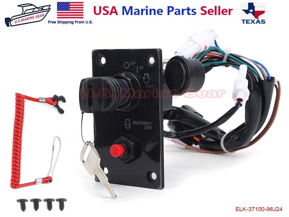 Ignition Key Switch Panel for Suzuki Outboard Top Remote Control Box 37100