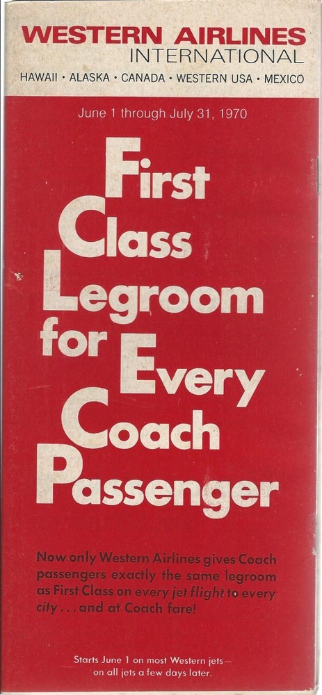 Airline Timetable - Western - 01/06/70
