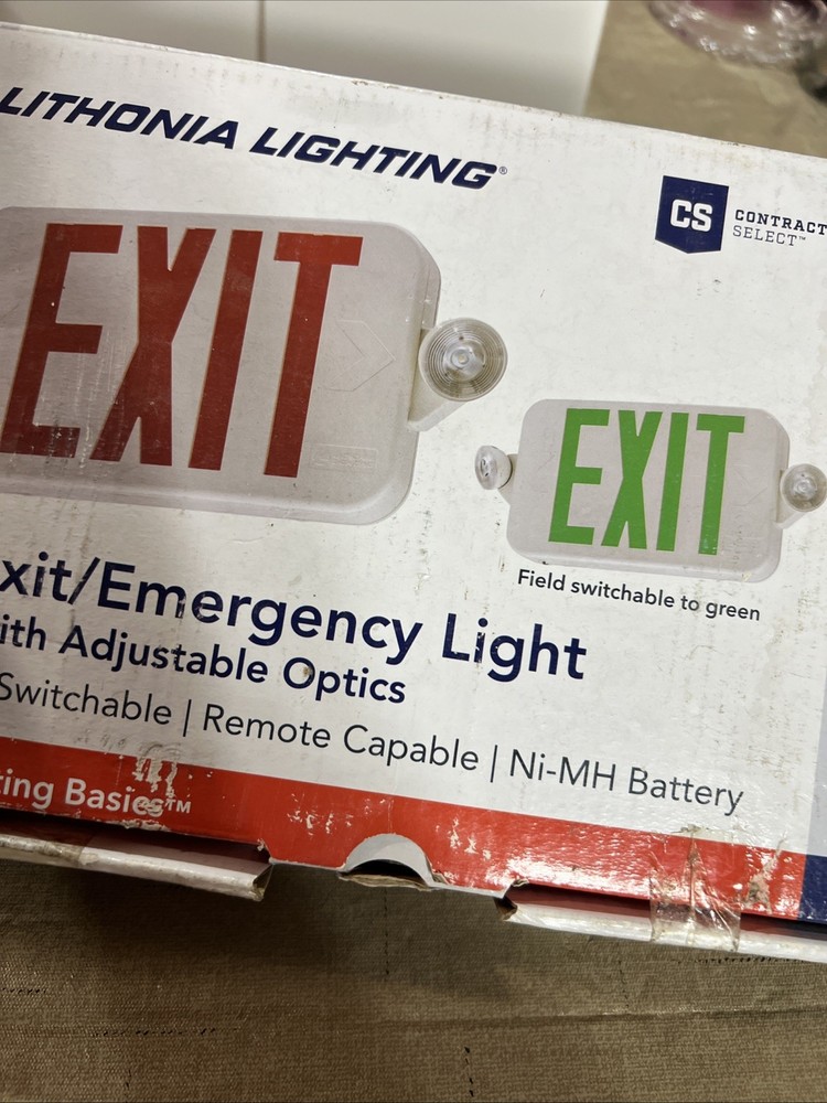 NEW Lithonia Lighting LED Emergency Light/Exit Combo w/ 2 Lamps Switchable