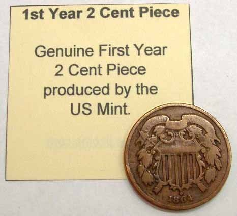 USA 1864 First Year 2 Cent Piece