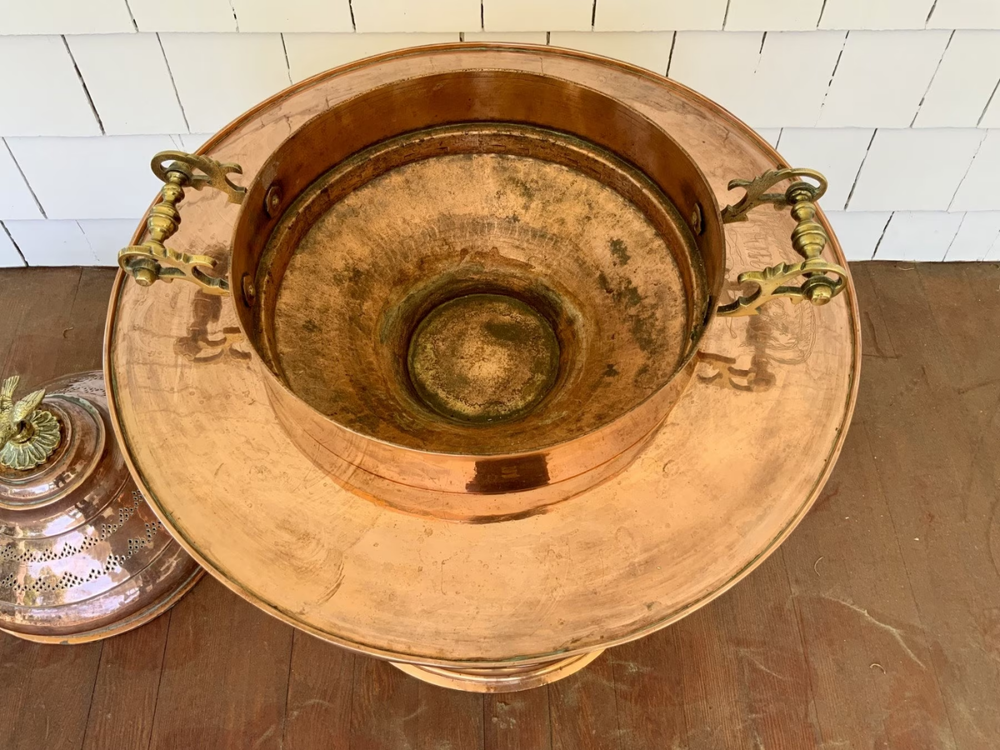 Middle Eastern Vintage Brazier Heater FirePit Polished Brass & Copper 35" MINT!